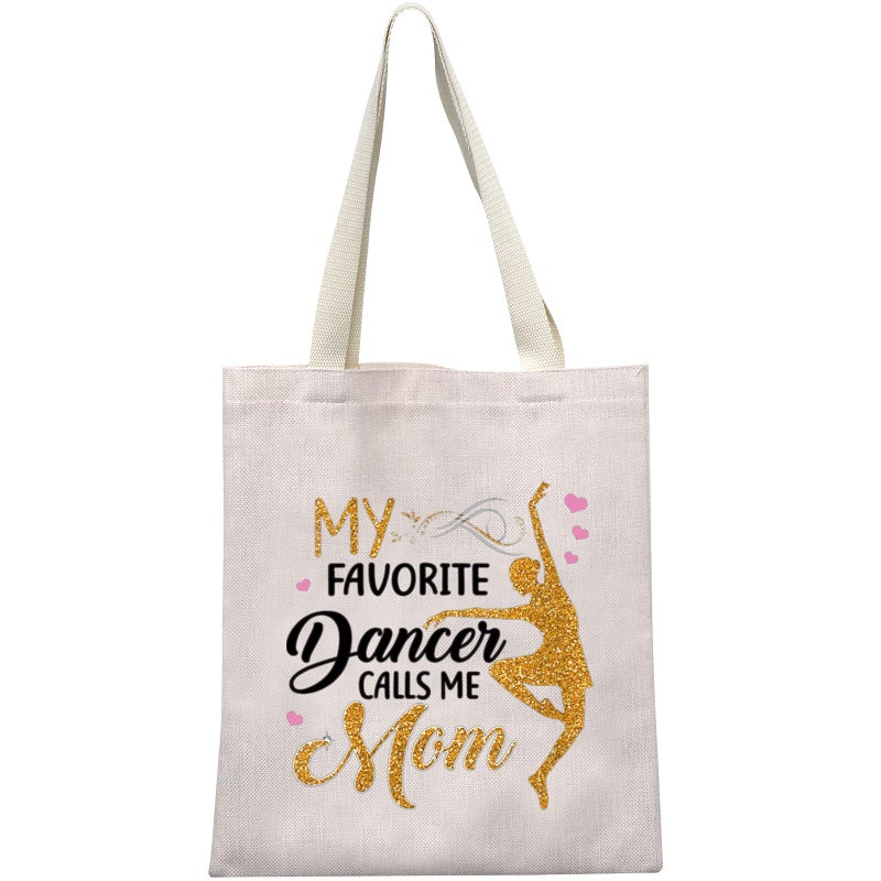 MEIKIUP Dance Mom Gift Ballet Mom Makeup Bag Dance Womens Gift My Favorite Dancer Calls Me Mom Travel Zipper Cosmetic Bag Dancer Calls Me Mom tote bag